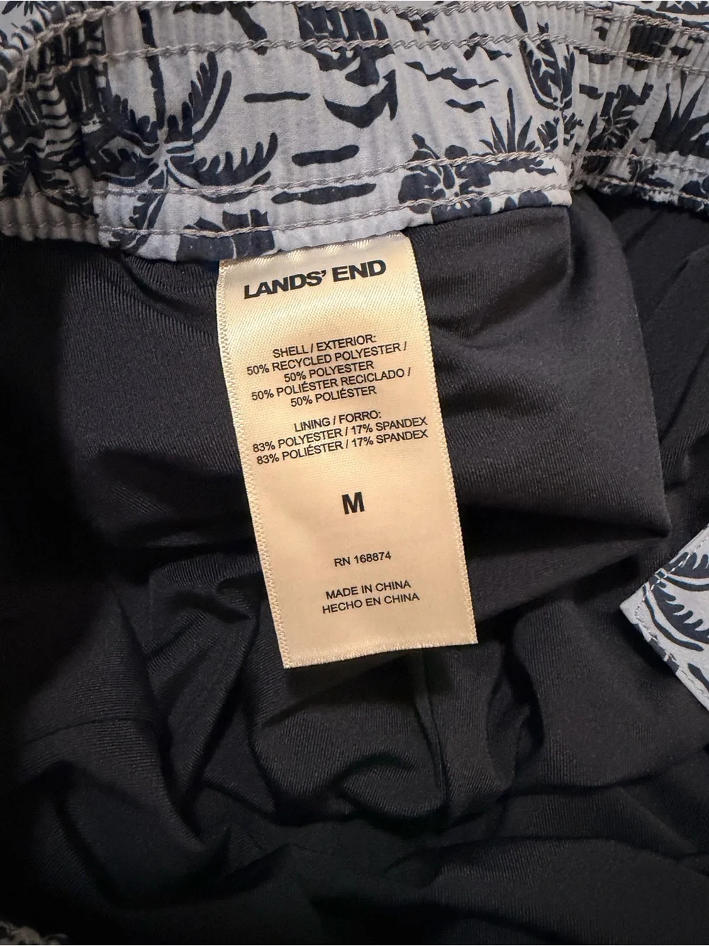 Lands' End Light Blue Tropical Print Board Shorts